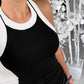 Contrast Binding Tank Tops Summer Sleeveless Basic Cami Top Shirt Slim Knit Ribbed Racerback Blouses