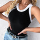 Contrast Binding Tank Tops Summer Sleeveless Basic Cami Top Shirt Slim Knit Ribbed Racerback Blouses