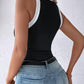 Contrast Binding Tank Tops Summer Sleeveless Basic Cami Top Shirt Slim Knit Ribbed Racerback Blouses