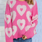 Bonbon Pearl Beaded Heart Drop Shoulder Sweater