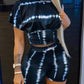 Tie Dye Print Corset Design Crop Top & Shorts Set