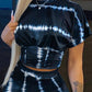 Tie Dye Print Corset Design Crop Top & Shorts Set
