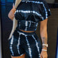 Tie Dye Print Corset Design Crop Top & Shorts Set