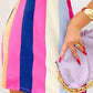 Striped Colorblock Cap Sleeve Casual Dress