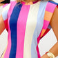 Striped Colorblock Cap Sleeve Casual Dress