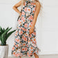 Black Boho Floral Print Knotted Halter Ruffled Maxi Dress