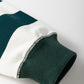 White Stripe Colorblock Sleeve Exposed Seam Fake-2-Piece Sweatshirt