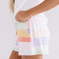 White Rainbow Striped T Shirt and Shorts Set