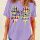Wisteria Mardi Gras Bowknot Pattern Crew Neck T Shirt