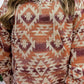 Red Plus Size Western Fashion Aztec Patterned Half Zip High Neck Hoodie