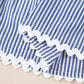 Blue Stripe Sleeveless Notched V Neck Contrast Ric Rac Mini Dress