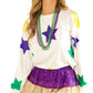 White Mardi Gras Star Printed Long Sleeve Top