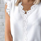 Contrast Lace Flutter Sleeve Tank Top