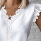 Contrast Lace Flutter Sleeve Tank Top