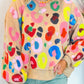 Khaki Multicolor Leopard Printed Drop Shoulder Pullover Sweatshirt