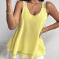 Love Heart Pattern Contrast Lace Layered Chiffon Tank Top