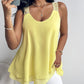 Love Heart Pattern Contrast Lace Layered Chiffon Tank Top