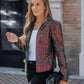 Sparkly Sequin Open Front Puff Sleeve Blazer Coat
