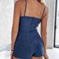 Denim Look Print Sleeveless Tied Detail Romper