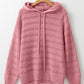 Peach Blossom Pointelle Knit Raglan Sleeve Hooded Sweater