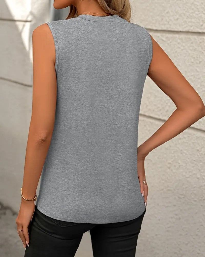 Round Neck Sleeveless Tank Casual Slim Fit Summer Top