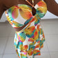 Floral Print Halter Sleeveless A Line Mini Dress Sexy Waist Hollow Out Vacation Dress
