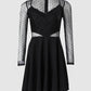 Dot Mesh Ruffles Long Sleeve Dress