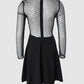 Dot Mesh Ruffles Long Sleeve Dress