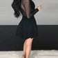 Dot Mesh Ruffles Long Sleeve Dress