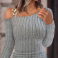 Chain Decor Cold Shoulder Ribbed Bodycon Dress