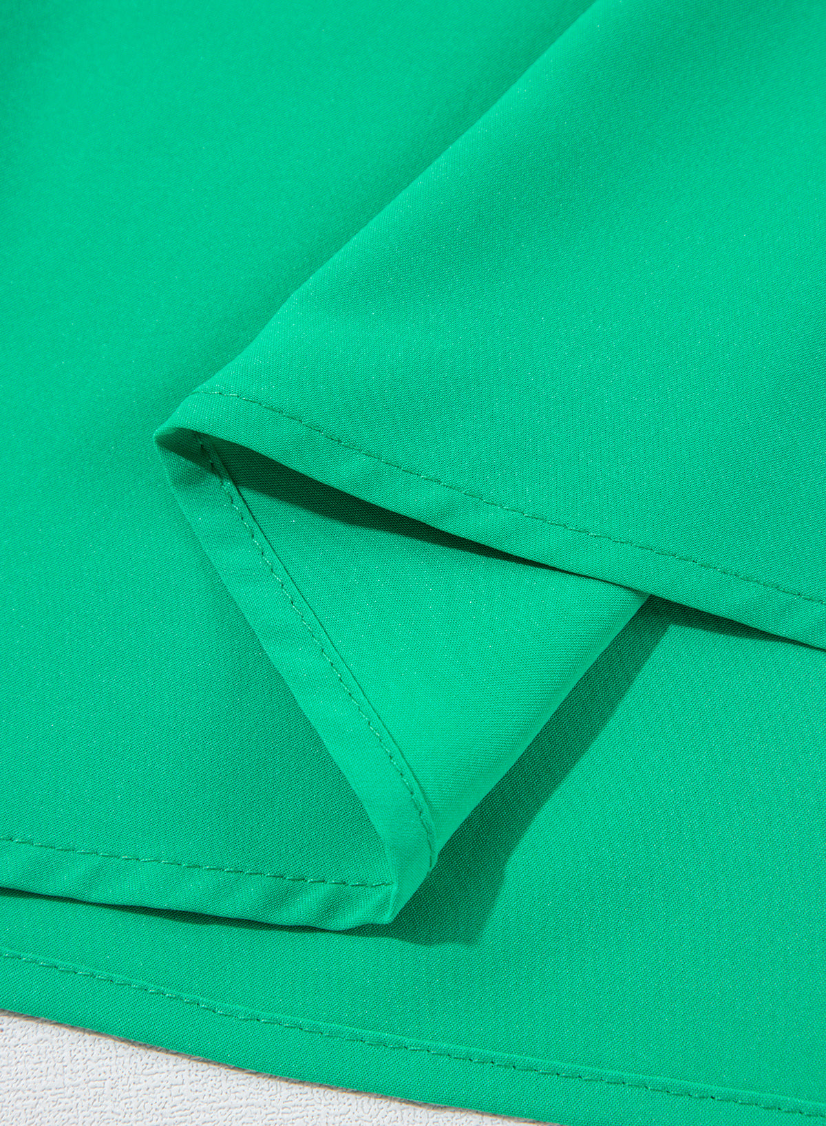 Bright Green Ruched Front Puff Sleeve Plus Size Long Dress