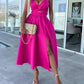 Twisted Slit Spaghetti Strap Casual Dress