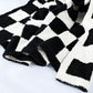 Color black Plush Checkered Print Sofa Blanket 127*152cm