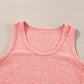 Fushia Solid Color Textured U Neck Slim Tank Top