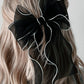 Bristol Black Contrast Trim Wavy Bow Knot Hair Clip