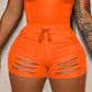 Ladder Cutout Tank Top & Drawstring Shorts Set