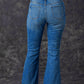 Sky Blue Slight Distressed Medium Wash Flare Jeans
