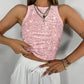 Allover Sequin O neck Sleeveless Tank Tops Slim Fitted Shirt