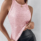 Allover Sequin O neck Sleeveless Tank Tops Slim Fitted Shirt