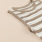 Khaki Stripe Hollowed Knit Sleeveless Sweater Dress