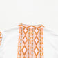 Orange Geometric Print Ruffle Tiered Button V Neck Dress