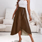 PU Leather Wrap Lace Up Casual Mid Length Skirt Work Skirt