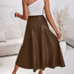 PU Leather Wrap Lace Up Casual Mid Length Skirt Work Skirt