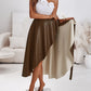 PU Leather Wrap Lace Up Casual Mid Length Skirt Work Skirt