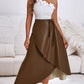 PU Leather Wrap Lace Up Casual Mid Length Skirt Work Skirt