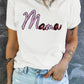 White Sequin mama Graphic Crewneck T Shirt