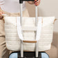 White Quilted Patchwork Large Tote Bag and Clutch 2pcs Set