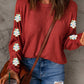Red Christmas Tree Patch Long Sleeve Casual Top