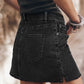 Carbon Grey Mineral Wash Ripped Raw Hem Denim Mini Skirt