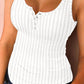 U Neck Snap Button Ribbed Tank Top